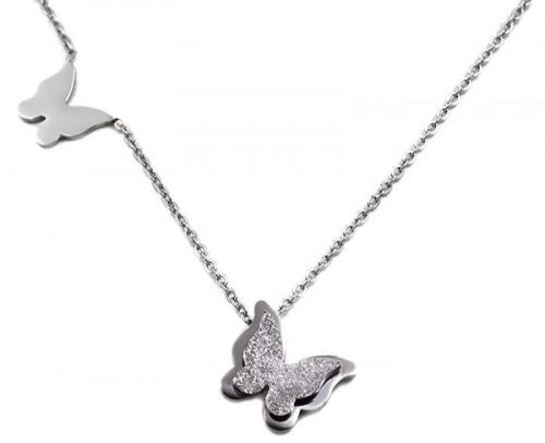 Troli Ocelový motýlí náhrdelník Metal Butterfly KNSC-257-SIL