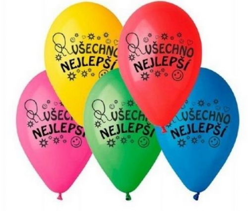 Balonek nafukovací 10'' průměr 26cm Všechno nejlepší 10ks v sáčku