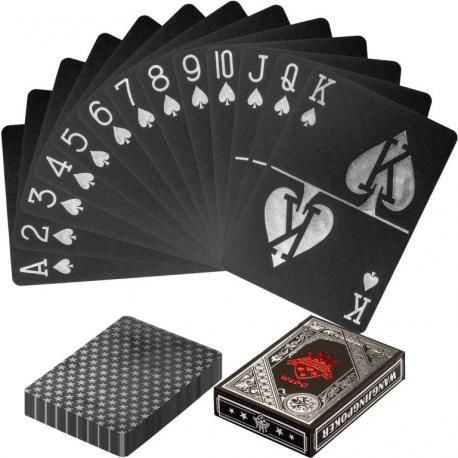 Poker karty plastové - černé/stříbrné Tuin M60784