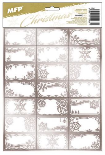 MFP samolepky na dárky vánoční stříbrné 200x300mm/21ks