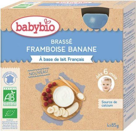 BABYBIO mléčný dezert malina banán 4x85g