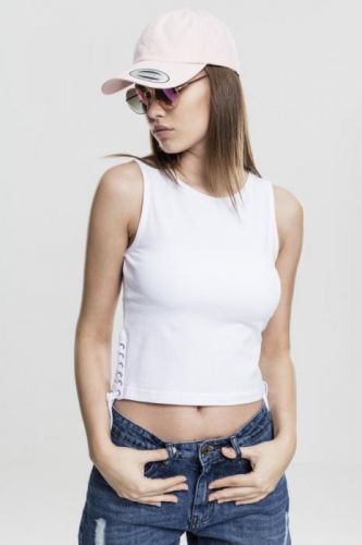 Ladies Lace Up Cropped Top - white L