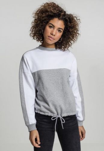 Ladies Oversize 2-Tone Stripe Crew - grey/white L