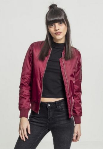 Ladies Basic Bomber Jacket - burgundy L