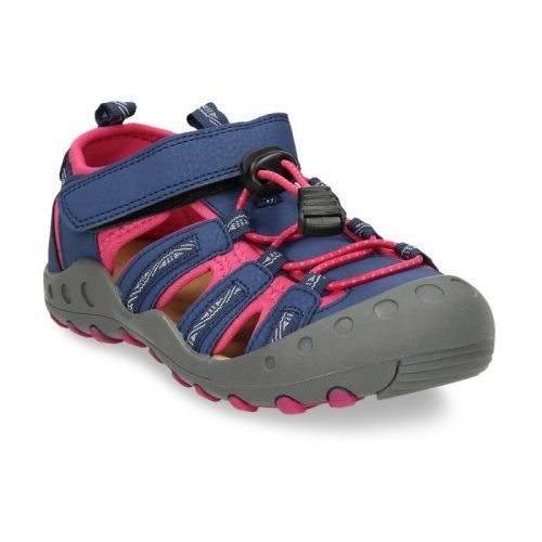 Dětské modré sandály s růžovými detaily