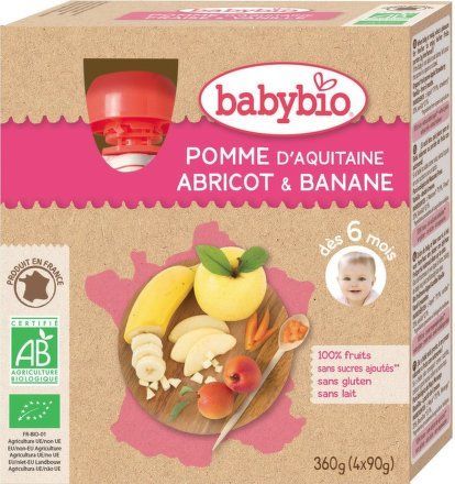 BABYBIO jablko meruňka banán 4x90g