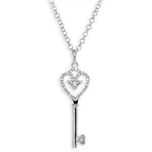 Modesi Stříbrný náhrdelník Klíček se zirkony M41044