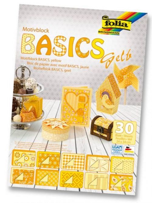 Folia 46149 - Blok s motivem BASICS Žlutá - 30 listů, různá gramáž, 24x34 cm