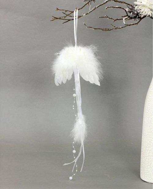 Andělská křídla z peří, barva bílá,  baleno 12ks v polybag. Cena za 1 ks. AK6102-WH Art