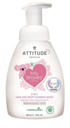 Attitude Baby Leaves Dětské tělové mýdlo šampon a kondicionér 2v1 bez vůně 295 ml