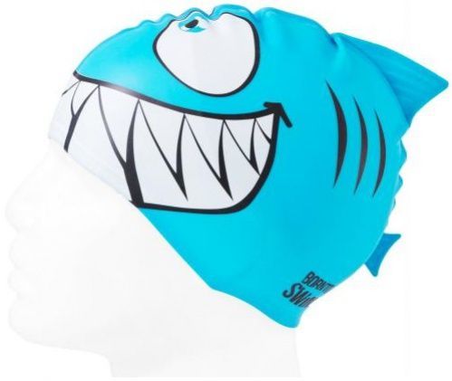 BornToSwim Shark Junior Swim Cap Modrá