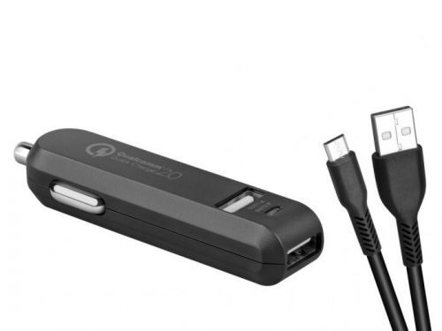 AVACOM CarMAX 2 nabíječka do auta 2x Qualcomm Quick Charge 2.0, černá barva (micro USB kabel) - AVACOM NACL-QC2XM-KK