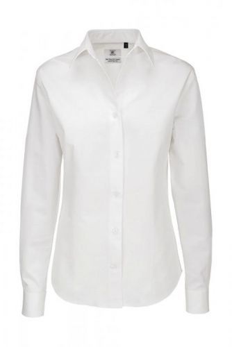 Košile dámská B&C Sharp Twill s dlouhým rukávem - bílá