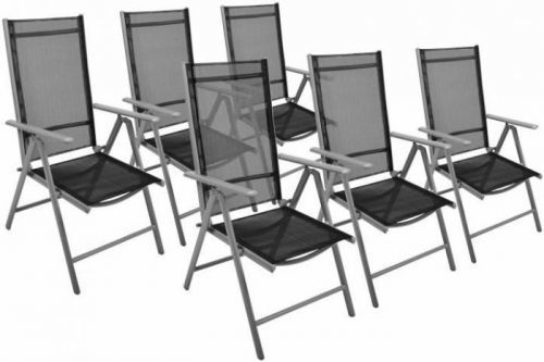 Garthen Zahradní sada 6 x skládací židle  - černá