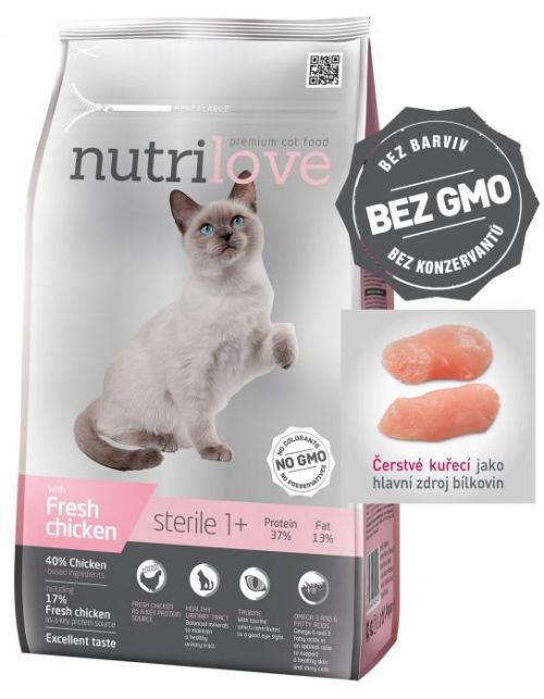 Nutrilove cat dry STERILE fresh chicken granule pro sterilizované/kastrované kočky