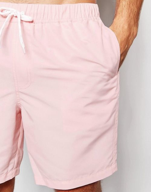 Pánské šortkové plavky ASOS v lososové barvě Barva: Růžová, Velikost: S, Pro obvod pasu: Pro obvod pasu (76-81cm)