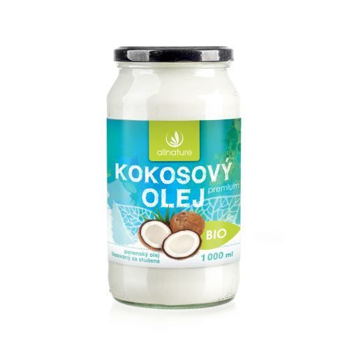 Allnature BIO Kokosový olej Premium 1000 ml - SLEVA - ušpiněná etiketa