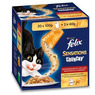 Felix Sensations Crunchy Crumbles 20 x 100 g + 2 x 40 g - s masem