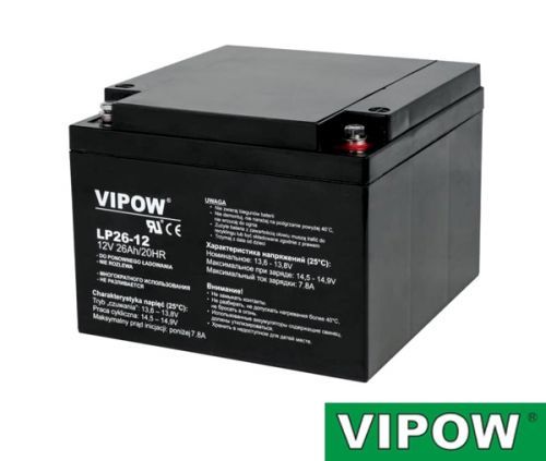 Baterie olověná 12V/26Ah VIPOW bezúdržbový akumulátor