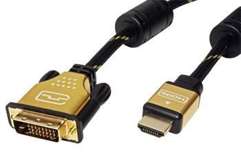 Roline Gold DVI-HDMI kabel, DVI-D(M) - HDMI M, 10m