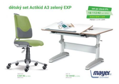Dětský set Mayer – rostoucí židle ACTIKID A3 SMILE a rostoucí stůl EXPERT, zelený + dárek
