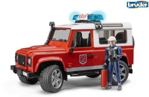 Bruder 2596 Land Rover hasiči s figurkou hasiče