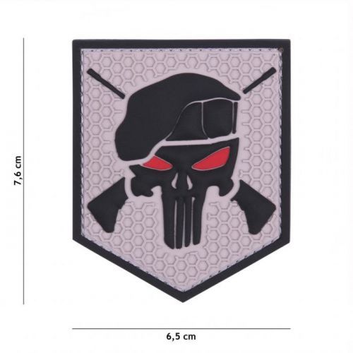 Gumová nášivka 101 Inc Punisher Commando - šedá