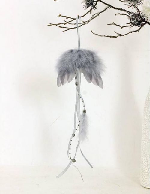 Andělská křídla z peří,, barva šedá,  baleno 12ks v polybag. Cena za 1 ks. AK6102-GREY Art