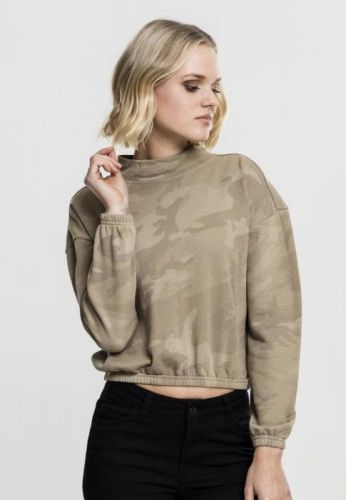 Ladies Camo Turtleneck Crew - sand camo L