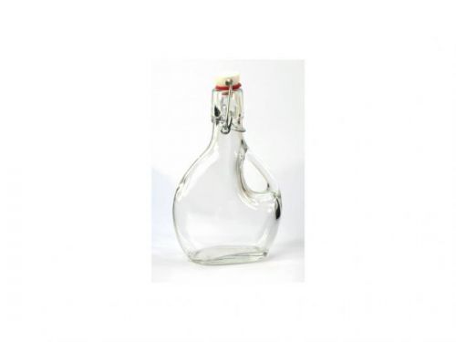 Láhev sklo  200ml Bocksbeutel čirá ucho, patent. uzávěr