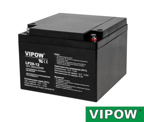 Baterie olověná 12V/28Ah VIPOW bezúdržbový akumulátor