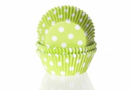 Papírový košíček na muffiny zelený puntíkovaný 50ks - House of Marie