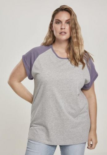 Ladies Contrast Raglan Tee - grey/dustypurple 3XL