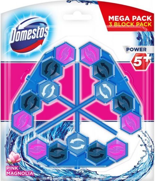 Domestos Power 5+ modrá voda Pink WC blok