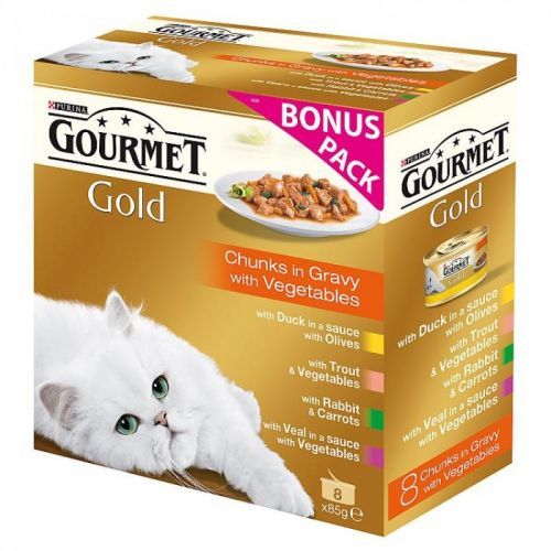 Gourmet Gold multipack Exotic (8ks) - 7+1 zdarma - kousky masa ve šťávě