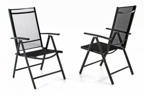 Garthen Sada dvou zahradní polohovatelných židlí - černá