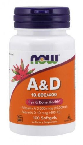 NOW® Foods NOW Vitamin A & D, 10000/400 IU, 100 softgelových kapslí