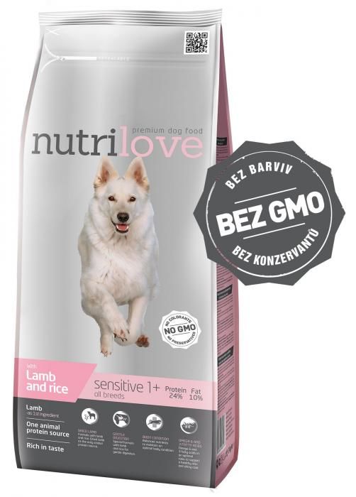 Nutrilove dog dry SENSITIVE lamb and rice granule speciálně vyvinuté pro psy s citlivým trávením