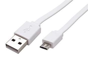 Roline USB 2.0 kabel, USB A(M) - microUSB B(M), 1m, plochý, bílý