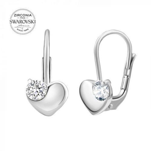 SILVEGO stříbrné náušnice srdce s čirým Swarovski Zirconia - SILVEGO70462s