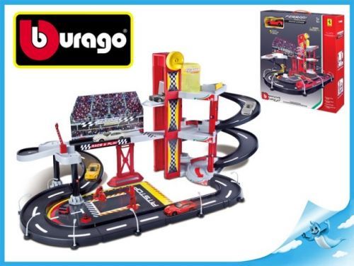 Bburago 1:43 Ferrari Race & Play Racing Garage + auto