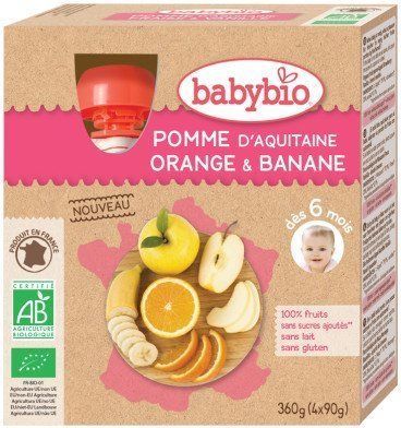 BABYBIO jablko pomeranč banán 4x90g