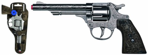 Bez určení výrobce | Revolver kovbojský stříbrný, kovový - 8 ran