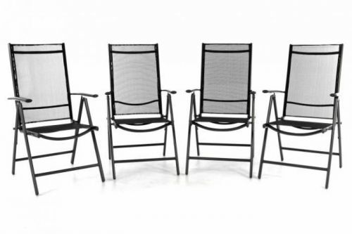 Garthen Sada čtyř zahradních polohovatelných židlí - černá