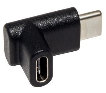 USB redukce USB C(F) - USB C(M), lomená 90° nahoru/dolů, černá