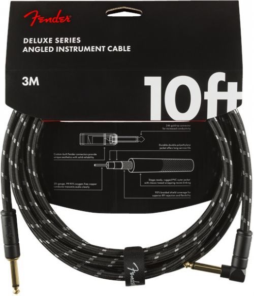 Fender Deluxe Series 10' Instrument Cable Black Tweed Angled