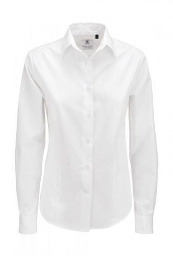 Košile dámská B&C Smart s dlouhým rukávem - bílá