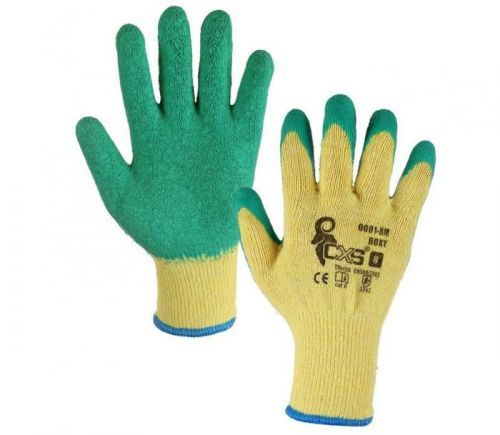 Povrstvené rukavice ROXY vel.10, žluto-zelené