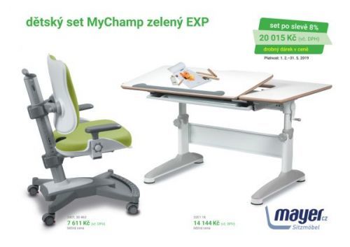 Dětský set Mayer – rostoucí židle MYCHAMP a rostoucí stůl EXPERT, zelený + dárek