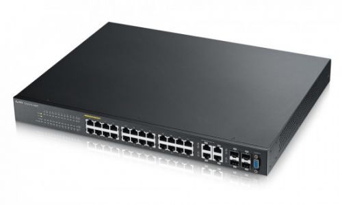 ZyXEL GS2210-24HP 28-port Managed L2+ Gigabit PoE Switch, 24x gigabit RJ45, 4x gigabit RJ45/SFP, PoE 375 W